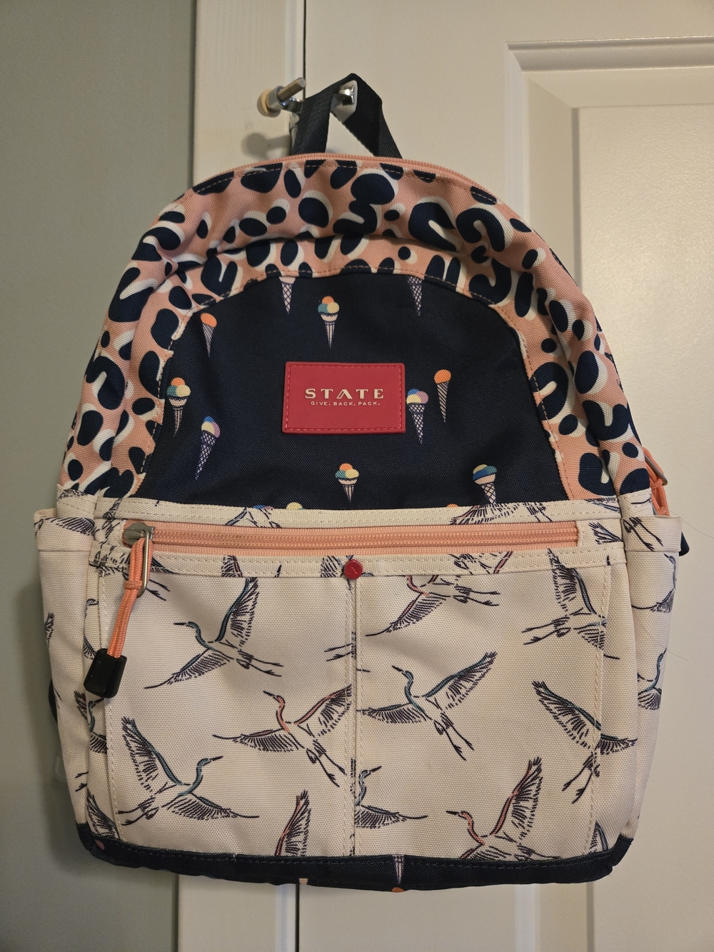 STATE Kane Mini - Coney Island Pink & Navy Ice Cream Print Backpack
